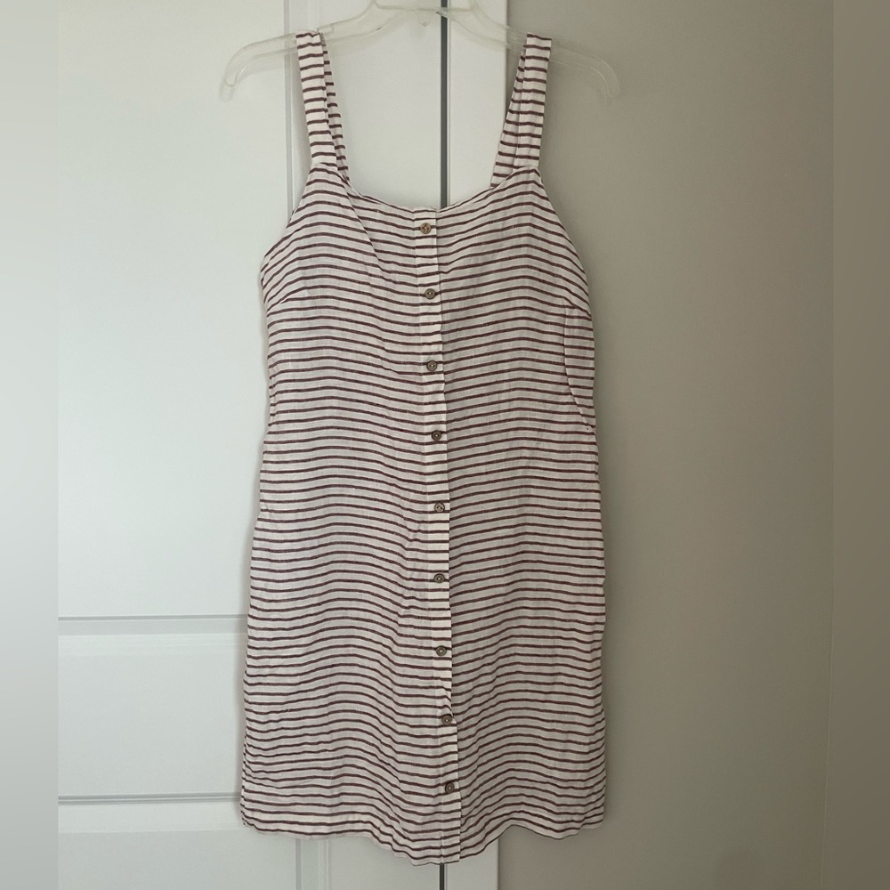 Artisan NY Linen Striped Button Front Sleeveless Dress Small